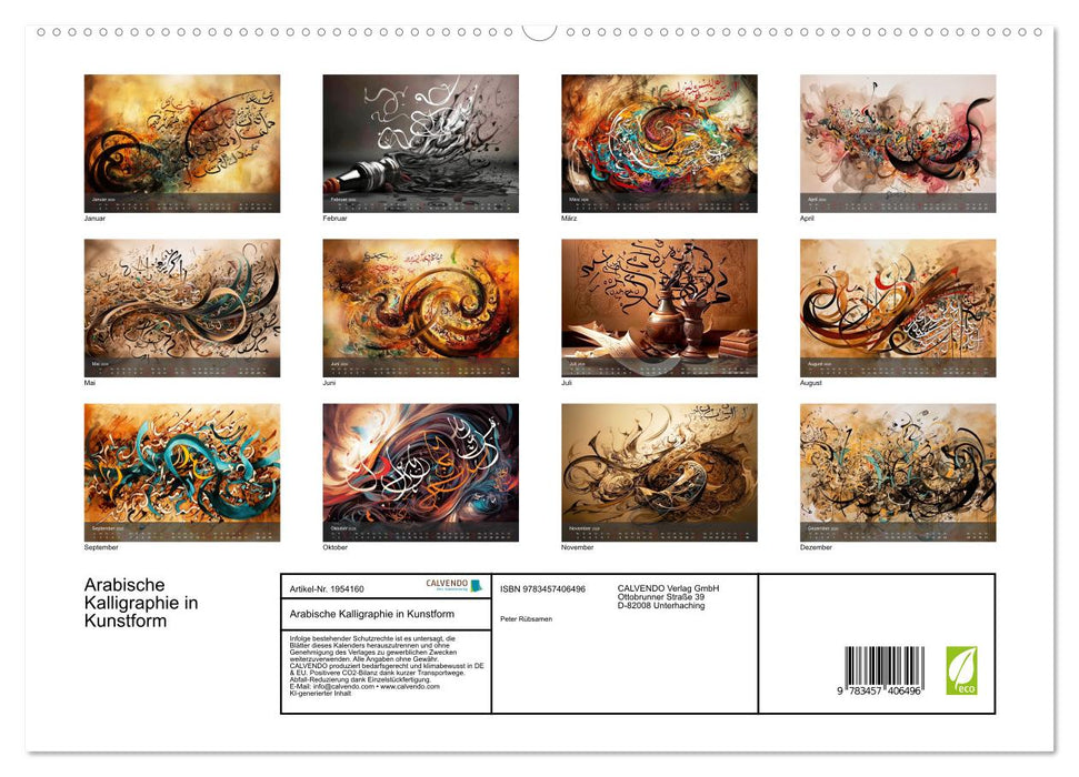 Arabische Kalligraphie in Kunstform (CALVENDO Premium Wandkalender 2026)