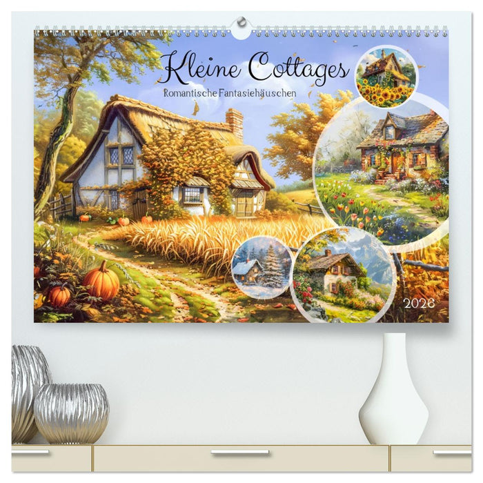 Kleine Cottages - Romantische Fantasiehäuschen (CALVENDO Premium Wandkalender 2026)