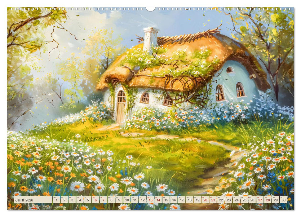 Kleine Cottages - Romantische Fantasiehäuschen (CALVENDO Premium Wandkalender 2026)