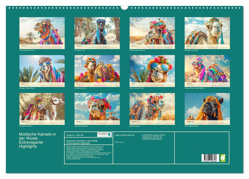 Modische Kamele in der Wüste. Extravagante Highlights (CALVENDO Wandkalender 2026)