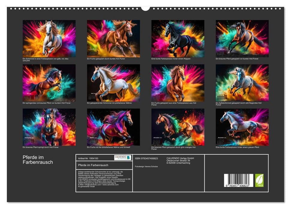 Pferde im Farbenrausch (CALVENDO Premium Wandkalender 2026)