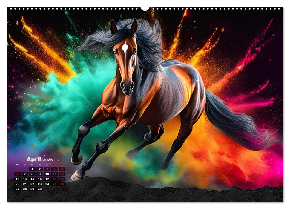 Pferde im Farbenrausch (CALVENDO Premium Wandkalender 2026)