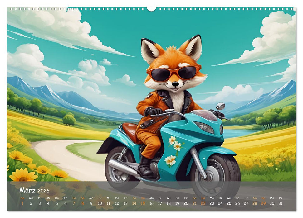 Tierische Motorradfahrer (CALVENDO Wandkalender 2026)