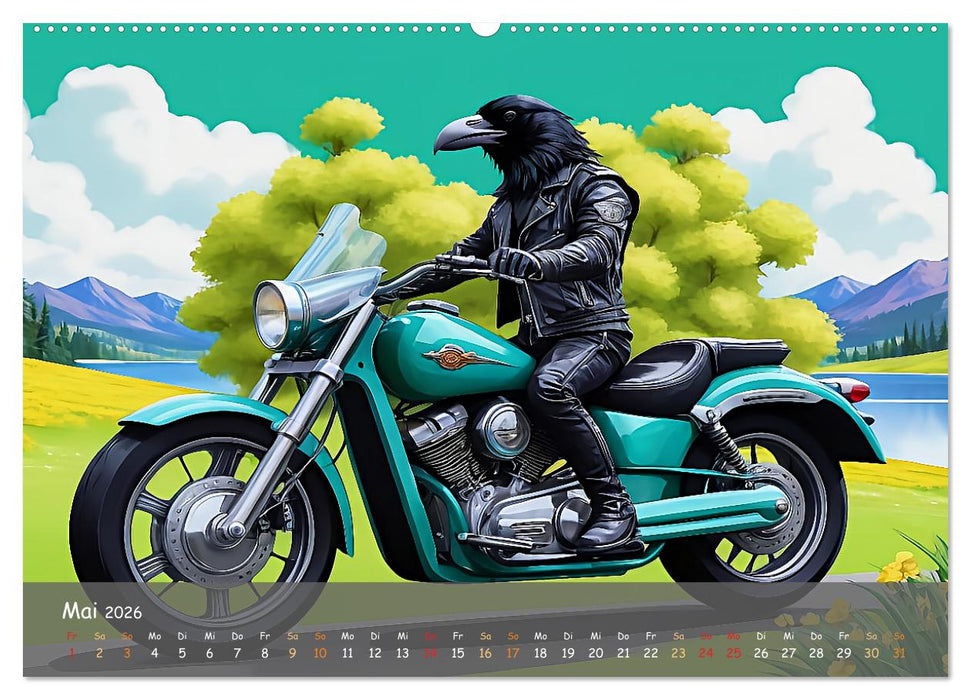 Tierische Motorradfahrer (CALVENDO Wandkalender 2026)