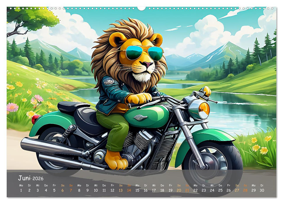 Tierische Motorradfahrer (CALVENDO Wandkalender 2026)