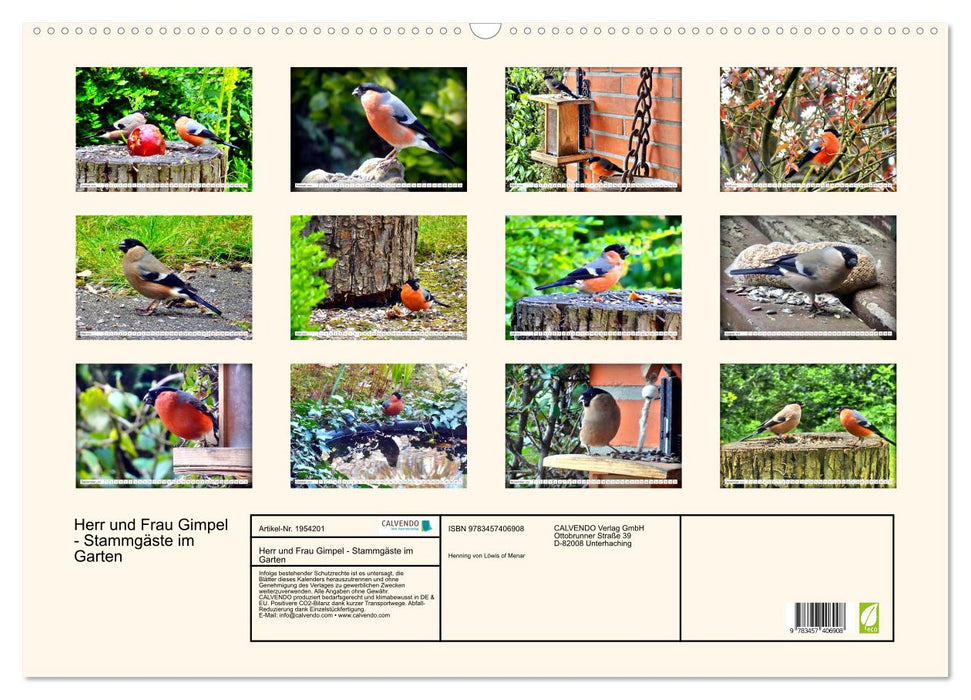 Herr und Frau Gimpel - Stammgäste im Garten (CALVENDO Wandkalender 2026)