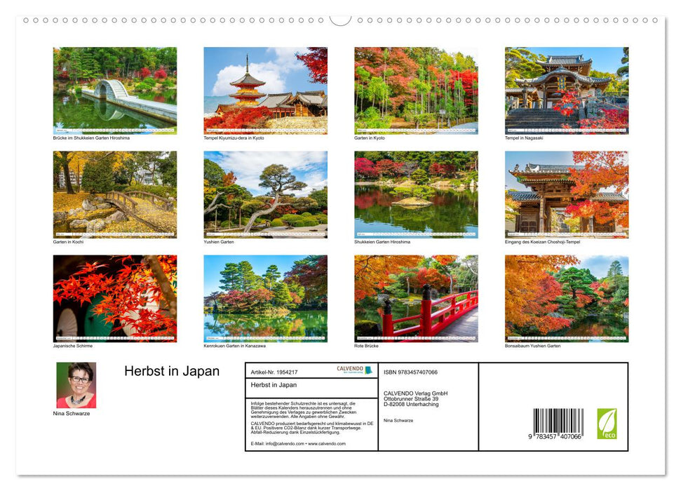 Herbst in Japan (CALVENDO Premium Wandkalender 2026)