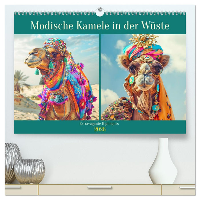 Modische Kamele in der Wüste. Extravagante Highlights (CALVENDO Premium Wandkalender 2026)