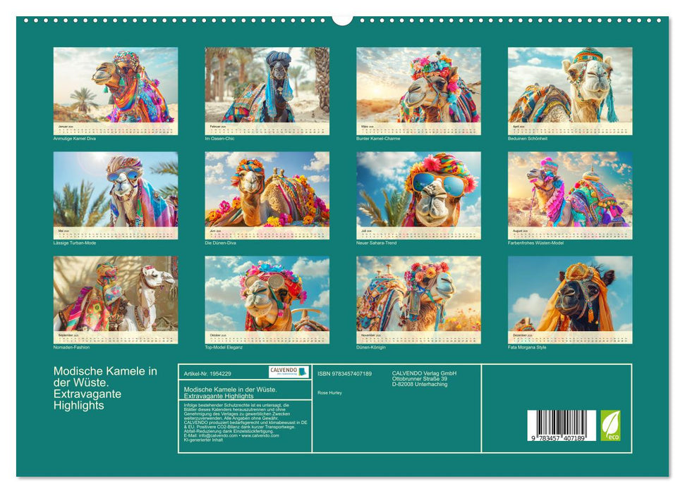 Modische Kamele in der Wüste. Extravagante Highlights (CALVENDO Premium Wandkalender 2026)