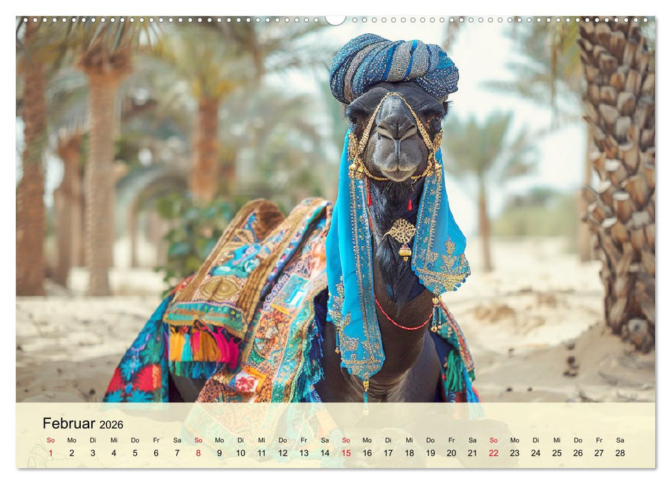 Modische Kamele in der Wüste. Extravagante Highlights (CALVENDO Premium Wandkalender 2026)