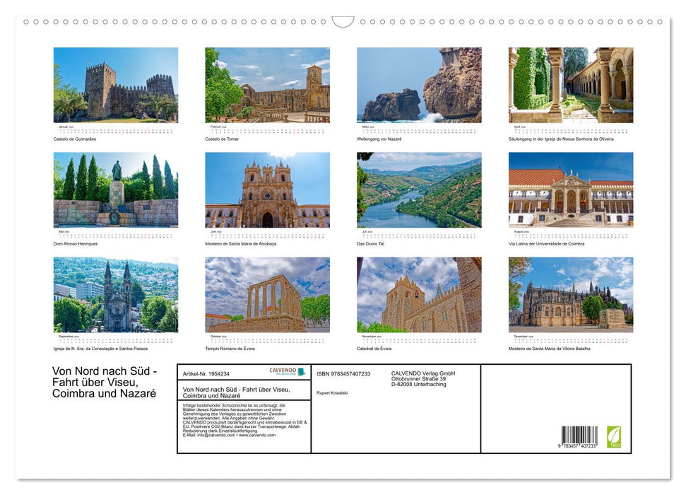 Von Nord nach Süd - Fahrt über Viseu, Coimbra und Nazaré (CALVENDO Wandkalender 2026)