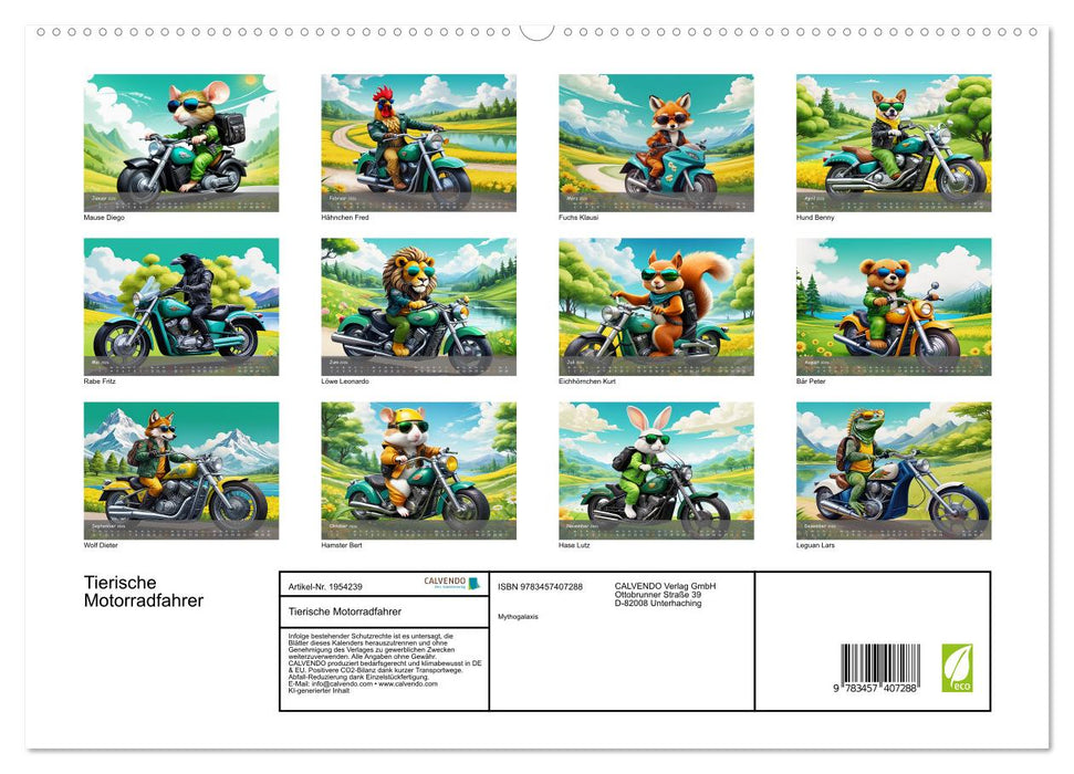 Tierische Motorradfahrer (CALVENDO Premium Wandkalender 2026)