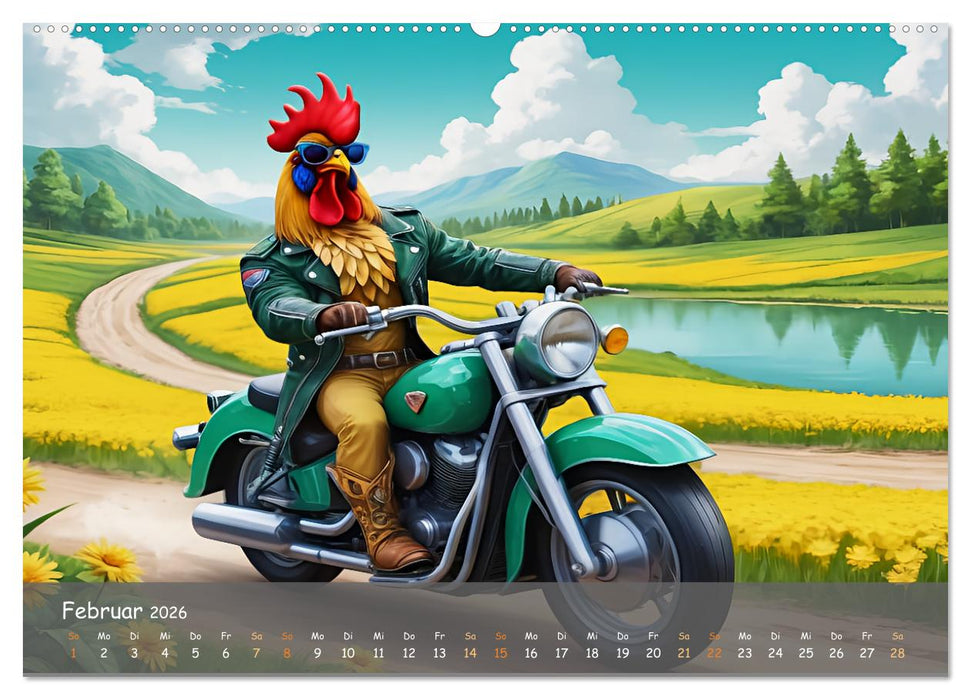 Tierische Motorradfahrer (CALVENDO Premium Wandkalender 2026)