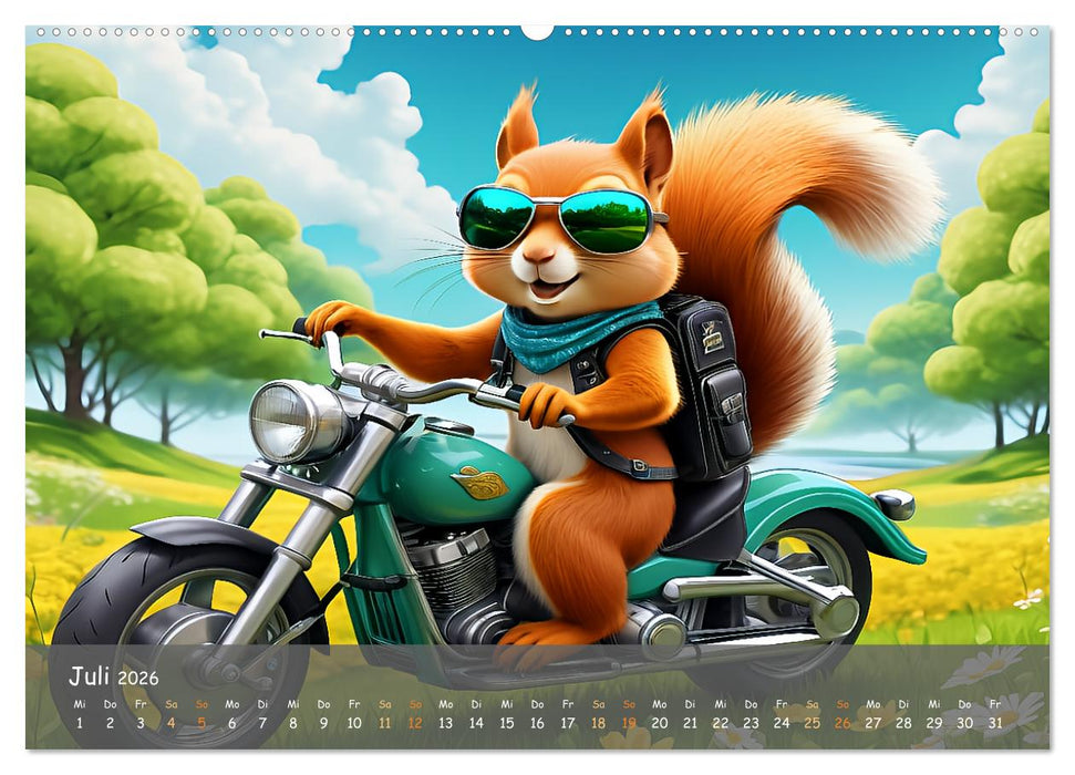 Tierische Motorradfahrer (CALVENDO Premium Wandkalender 2026)