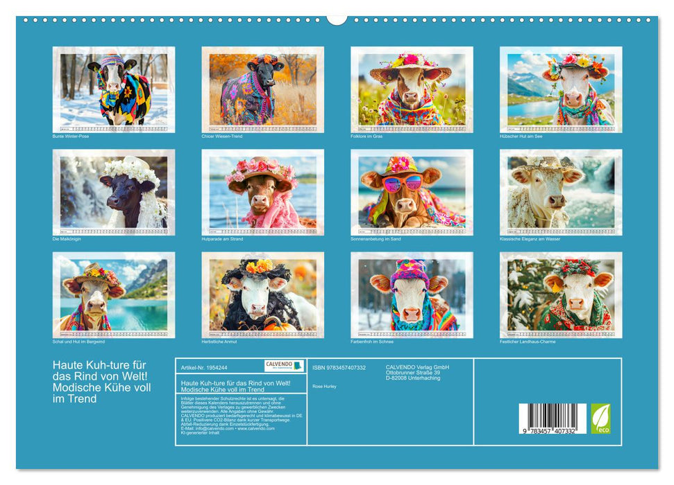 Haute Kuh-ture für das Rind von Welt! Modische Kühe voll im Trend (CALVENDO Premium Wandkalender 2026)