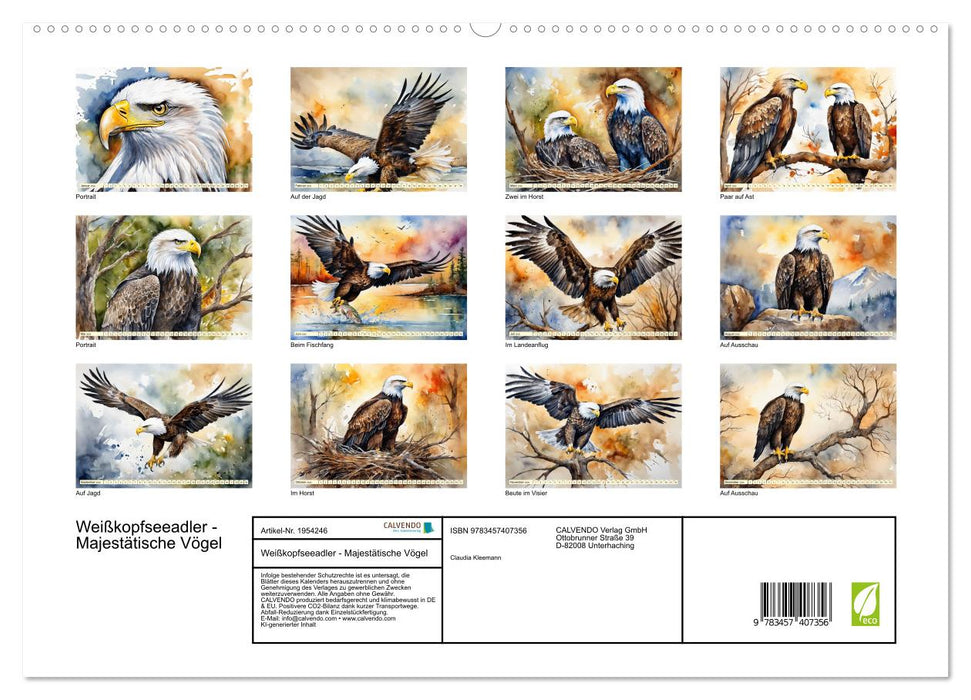 Weißkopfseeadler - Majestätische Vögel (CALVENDO Premium Wandkalender 2026)