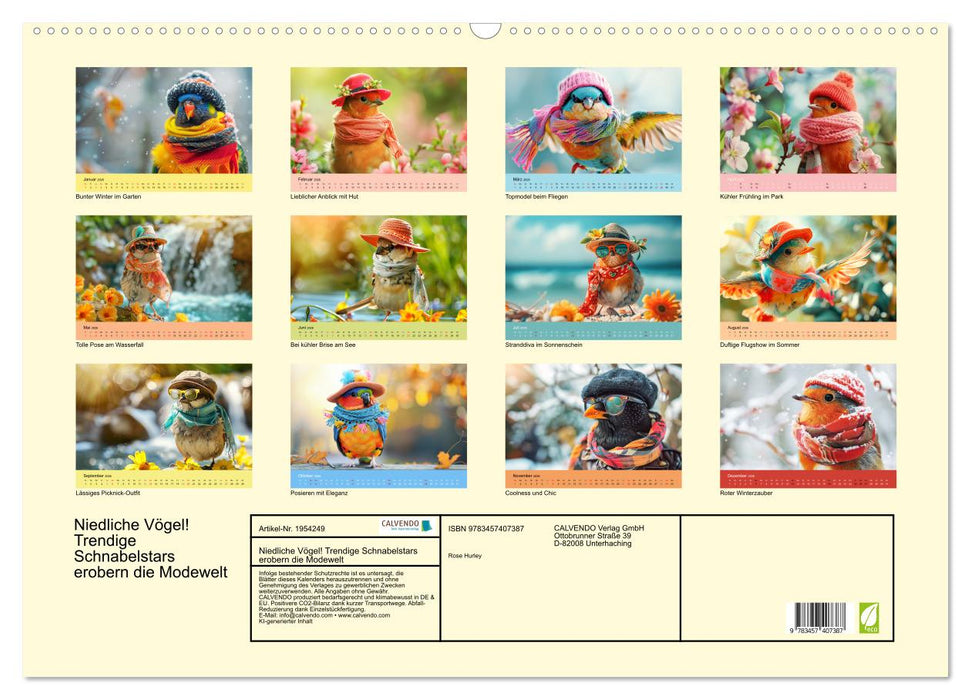Niedliche Vögel! Trendige Schnabelstars erobern die Modewelt (CALVENDO Wandkalender 2026)