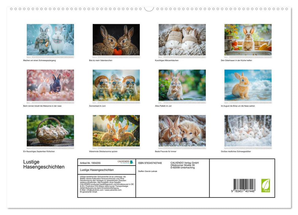 Lustige Hasengeschichten (CALVENDO Premium Wandkalender 2026)