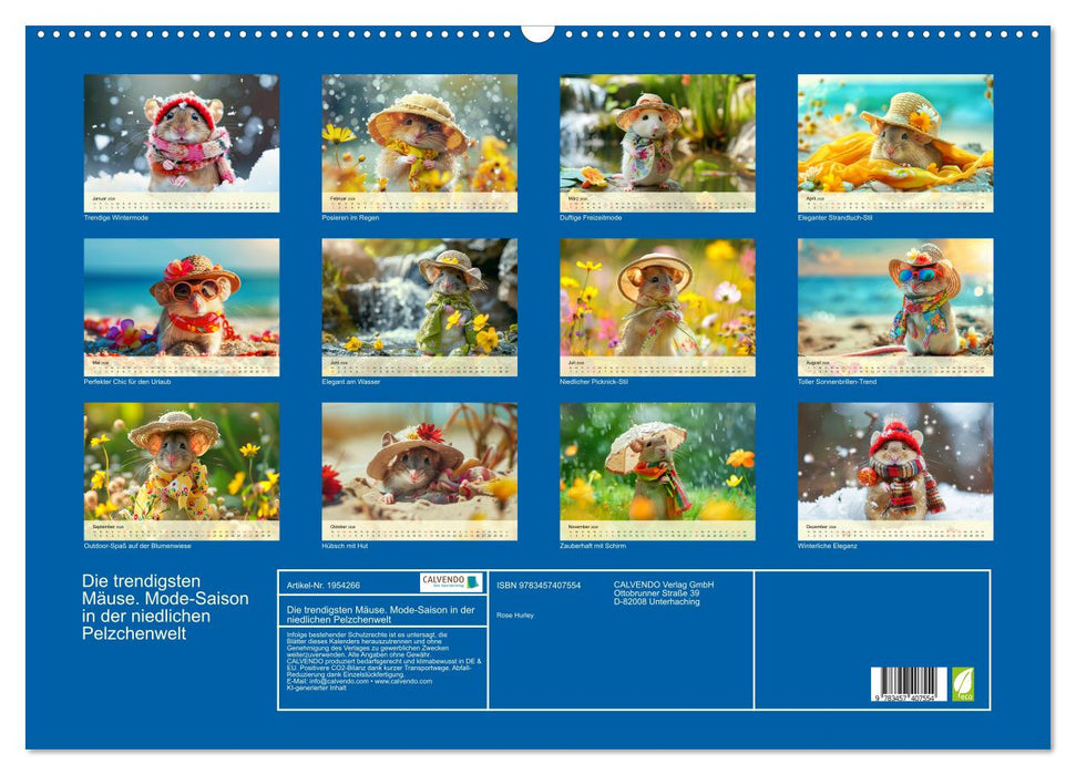 Die trendigsten Mäuse. Mode-Saison in der niedlichen Pelzchenwelt (CALVENDO Wandkalender 2026)