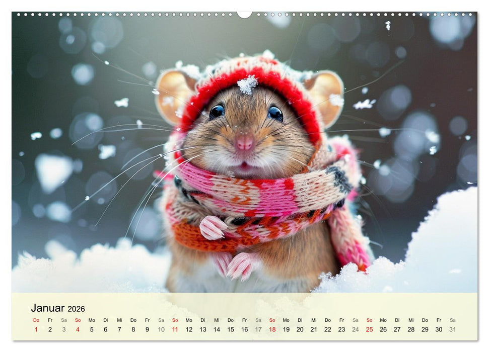Die trendigsten Mäuse. Mode-Saison in der niedlichen Pelzchenwelt (CALVENDO Wandkalender 2026)
