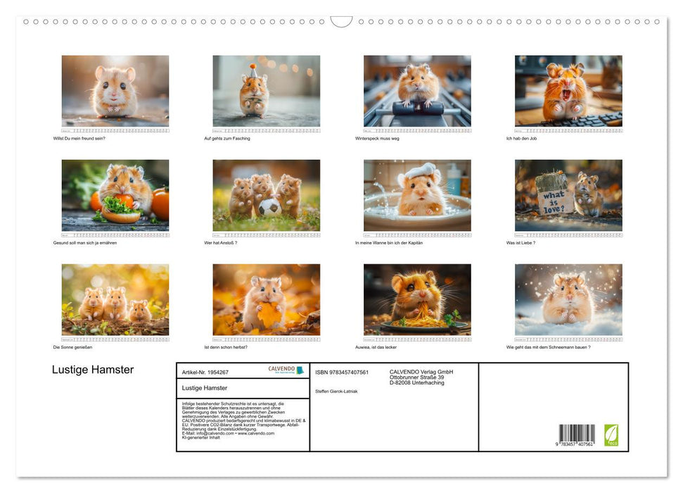 Lustige Hamster (CALVENDO Wandkalender 2026)