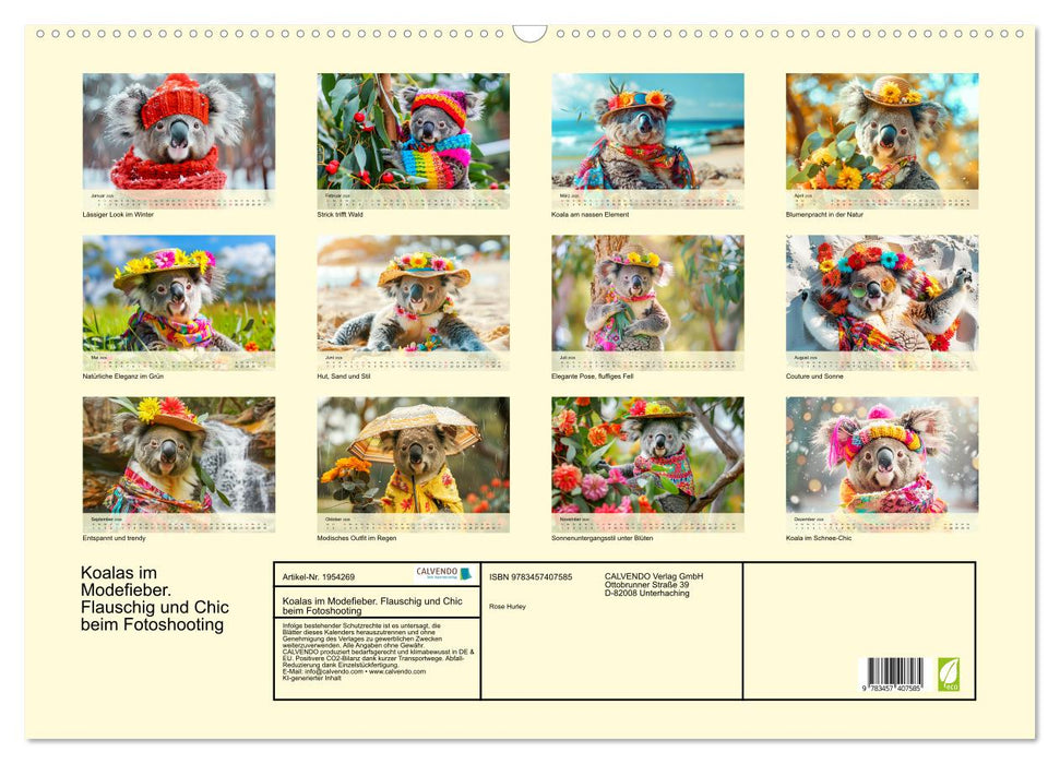 Koalas im Modefieber. Flauschig und Chic beim Fotoshooting (CALVENDO Wandkalender 2026)