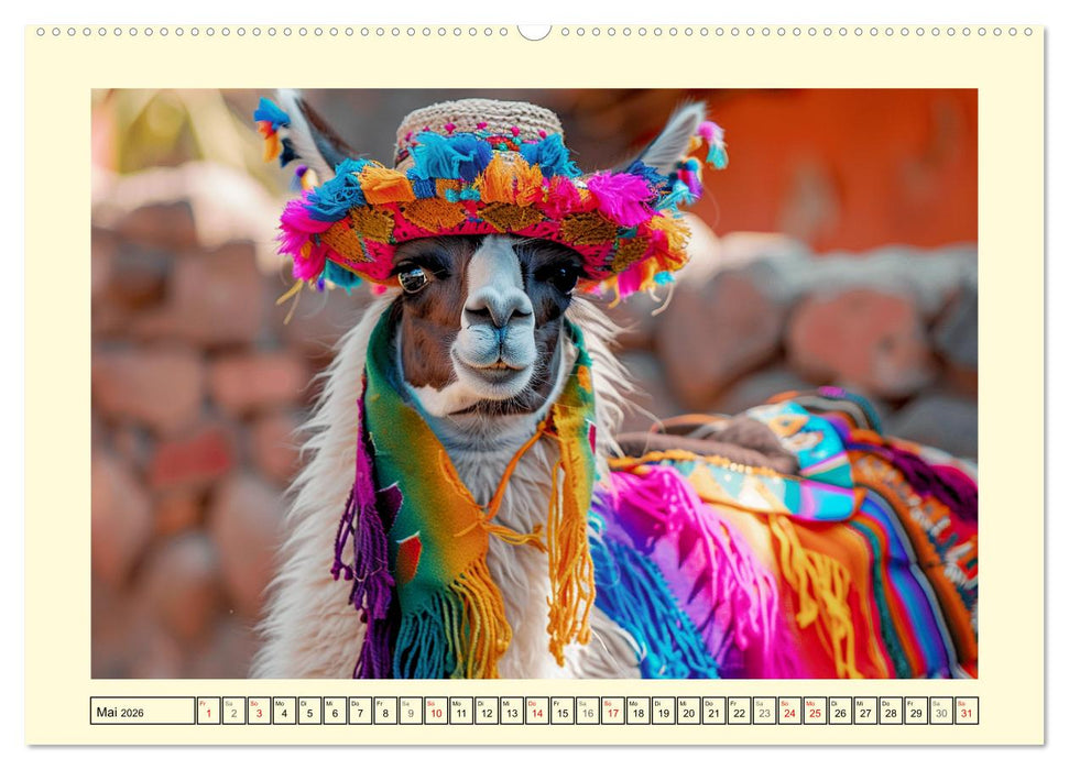 Lamas auf Tour. Perus flauschige Fashion-Ikonen (CALVENDO Wandkalender 2026)