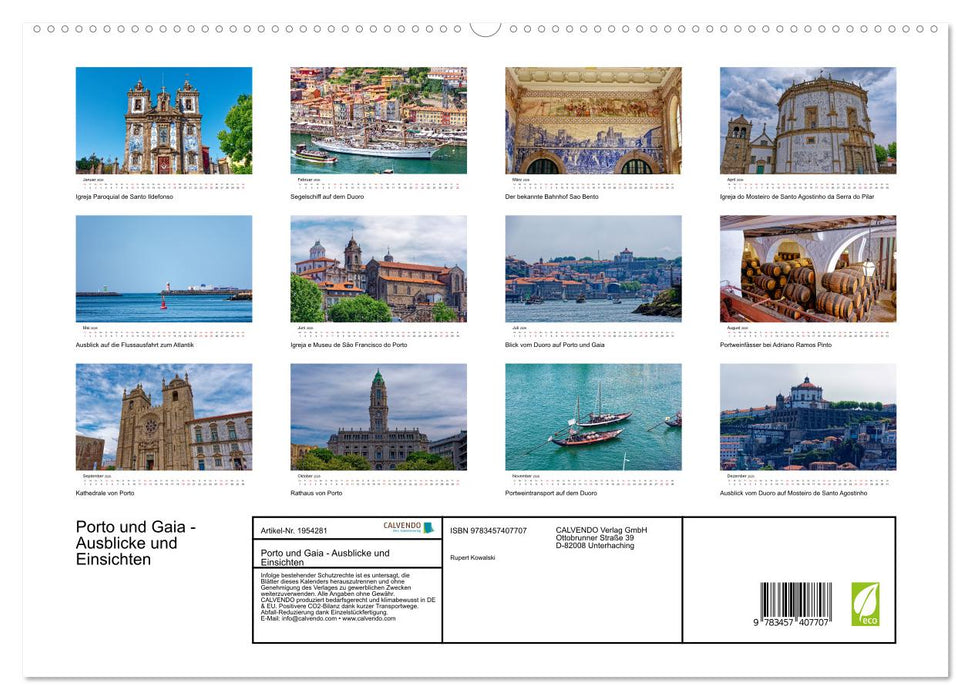 Porto und Gaia - Ausblicke und Einsichten (CALVENDO Premium Wandkalender 2026)