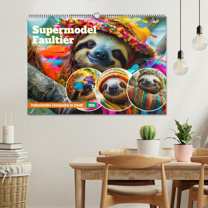 Supermodel Faultier. Professionelles Fotoshooting im Urwald (CALVENDO Wandkalender 2026)