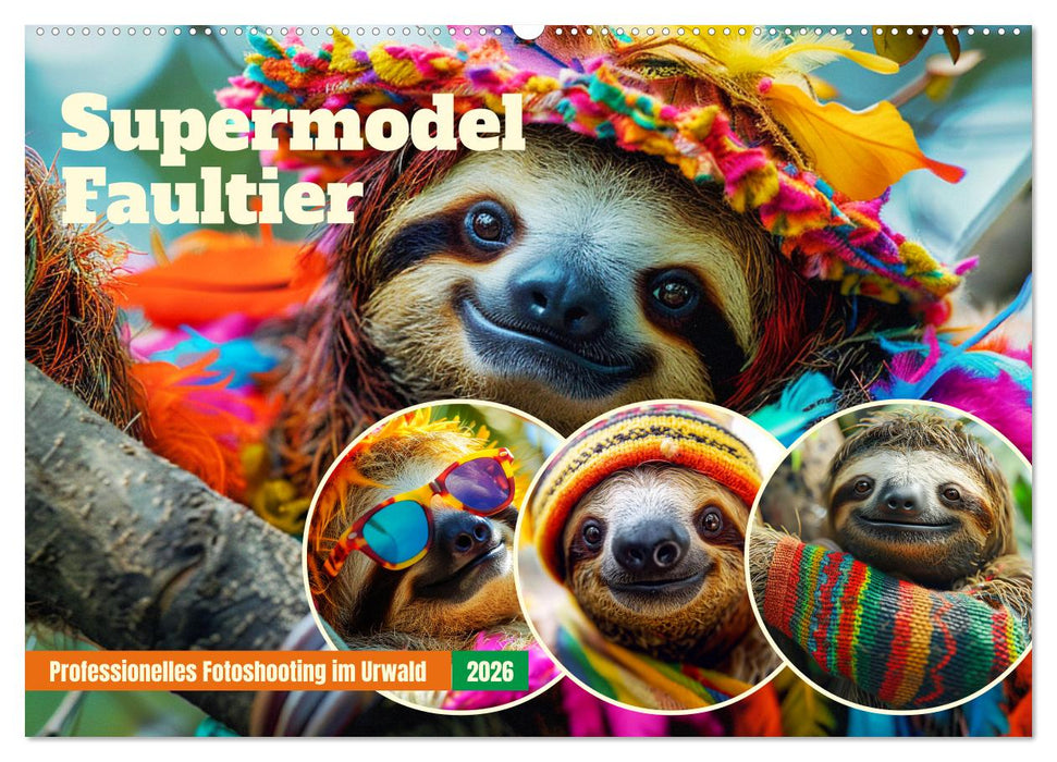 Supermodel Faultier. Professionelles Fotoshooting im Urwald (CALVENDO Wandkalender 2026)