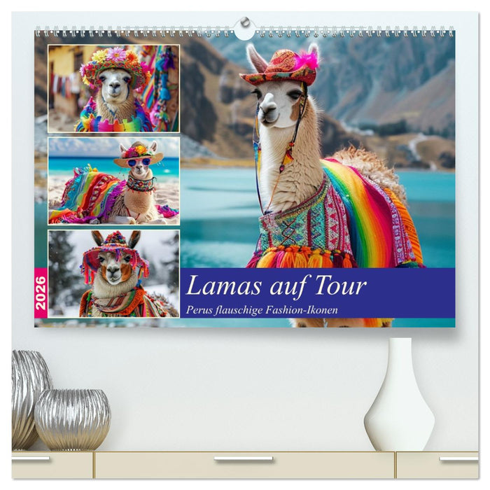 Lamas auf Tour. Perus flauschige Fashion-Ikonen (CALVENDO Premium Wandkalender 2026)