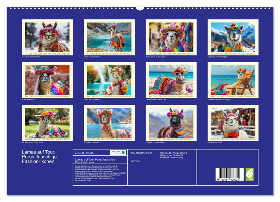 Lamas auf Tour. Perus flauschige Fashion-Ikonen (CALVENDO Premium Wandkalender 2026)
