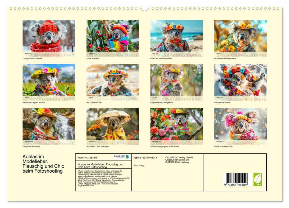 Koalas im Modefieber. Flauschig und Chic beim Fotoshooting (CALVENDO Premium Wandkalender 2026)