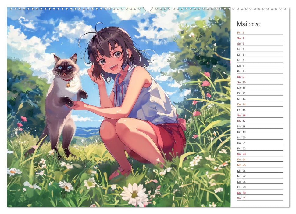 Anime-Freunde - Terminplaner mit niedlichen Tierfreundschaften (CALVENDO Wandkalender 2026)
