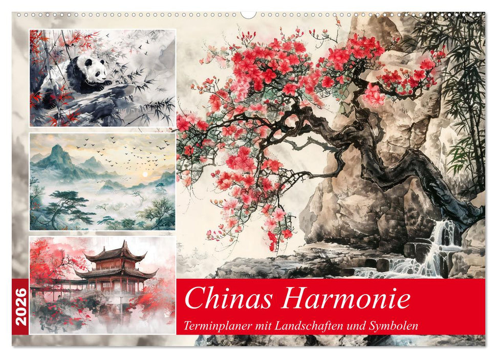 Chinas Harmonie - Terminplaner mit Landschaften und Symbolen (CALVENDO Wandkalender 2026)