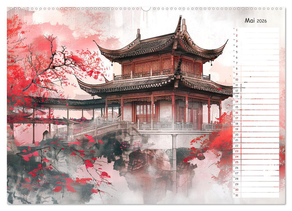 Chinas Harmonie - Terminplaner mit Landschaften und Symbolen (CALVENDO Wandkalender 2026)
