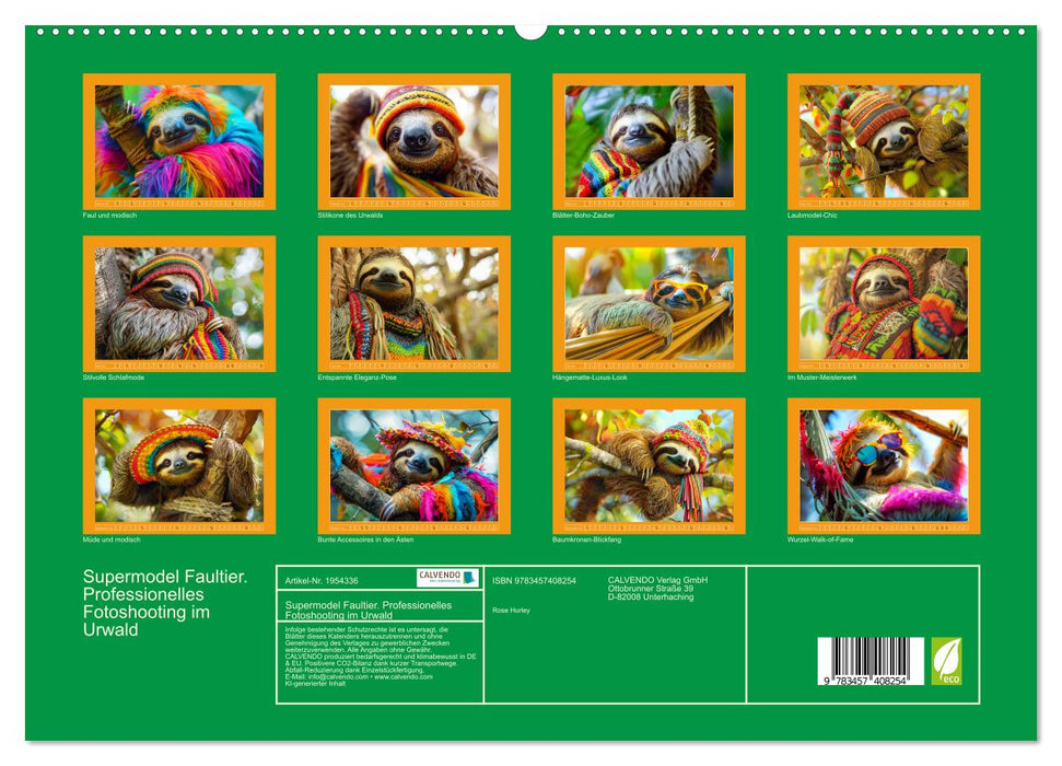 Supermodel Faultier. Professionelles Fotoshooting im Urwald (CALVENDO Premium Wandkalender 2026)