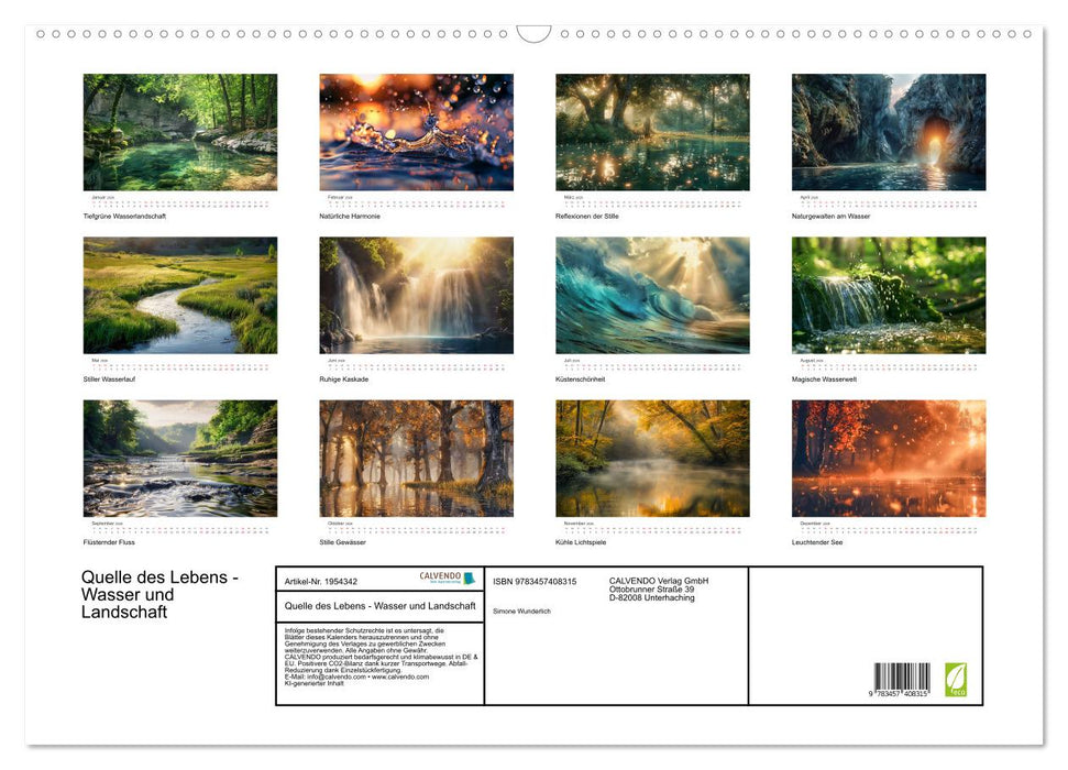 Quelle des Lebens - Wasser und Landschaft (CALVENDO Wandkalender 2026)