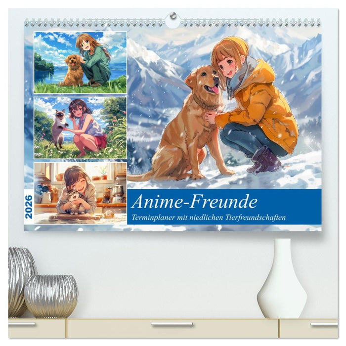Anime-Freunde - Terminplaner mit niedlichen Tierfreundschaften (CALVENDO Premium Wandkalender 2026)