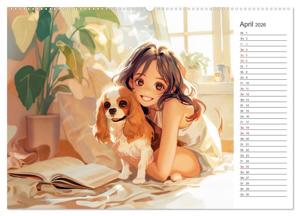 Anime-Freunde - Terminplaner mit niedlichen Tierfreundschaften (CALVENDO Premium Wandkalender 2026)