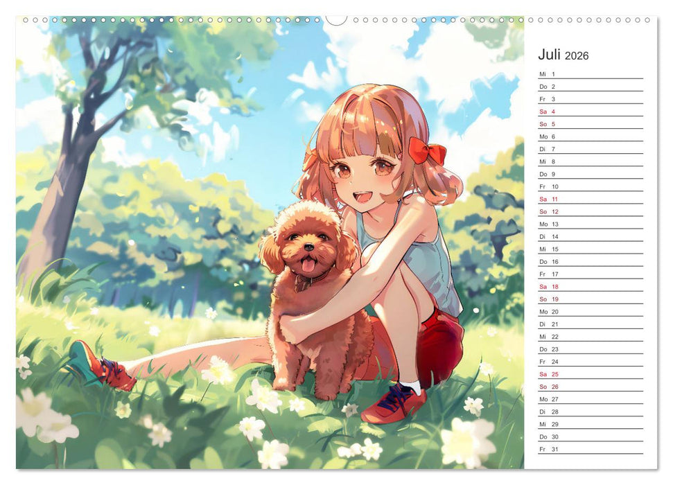 Anime-Freunde - Terminplaner mit niedlichen Tierfreundschaften (CALVENDO Premium Wandkalender 2026)