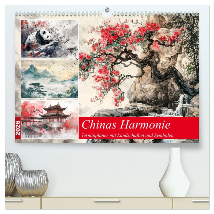 Chinas Harmonie - Terminplaner mit Landschaften und Symbolen (CALVENDO Premium Wandkalender 2026)