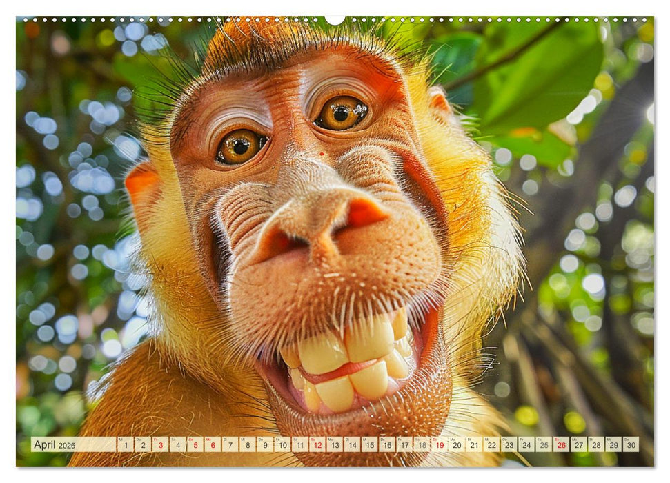Affige Selfies. Tierisch witziges aus dem Dschungel (CALVENDO Wandkalender 2026)