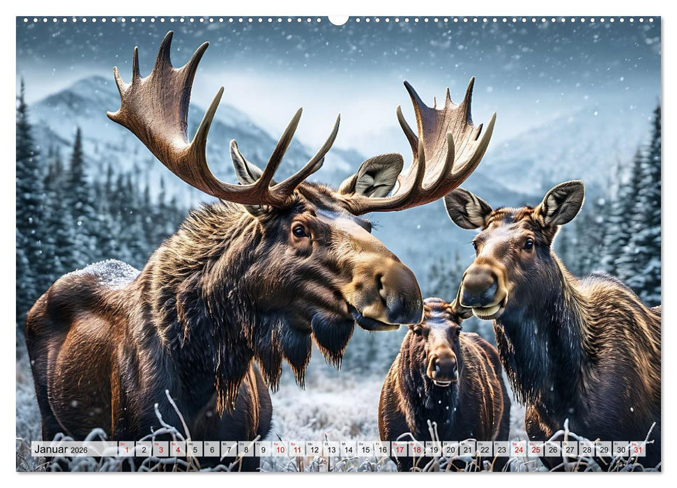 Im magischen Reich der Elche (CALVENDO Premium Wandkalender 2026)
