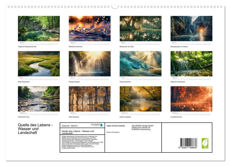 Quelle des Lebens - Wasser und Landschaft (CALVENDO Premium Wandkalender 2026)