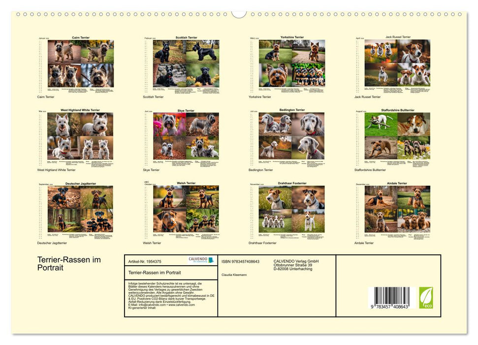 Terrier-Rassen im Portrait (CALVENDO Premium Wandkalender 2026)