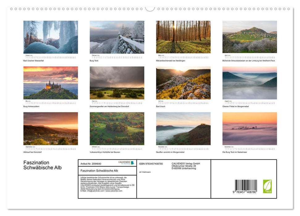 Faszination Schwäbische Alb (CALVENDO Premium Wandkalender 2026)