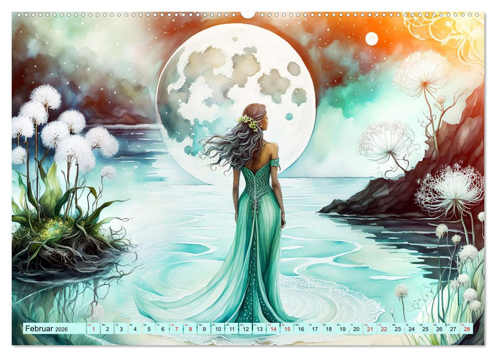 Naturzauberinnen im Mondschein (CALVENDO Premium Wandkalender 2026)