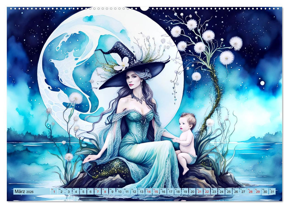 Naturzauberinnen im Mondschein (CALVENDO Premium Wandkalender 2026)