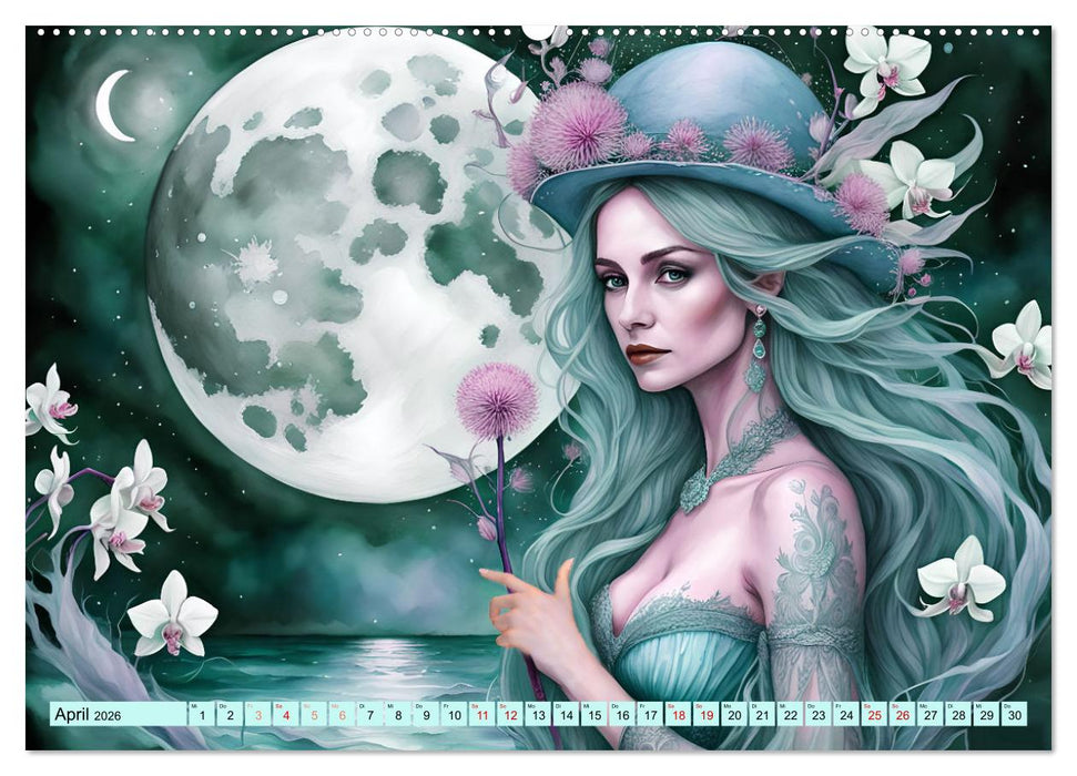Naturzauberinnen im Mondschein (CALVENDO Premium Wandkalender 2026)